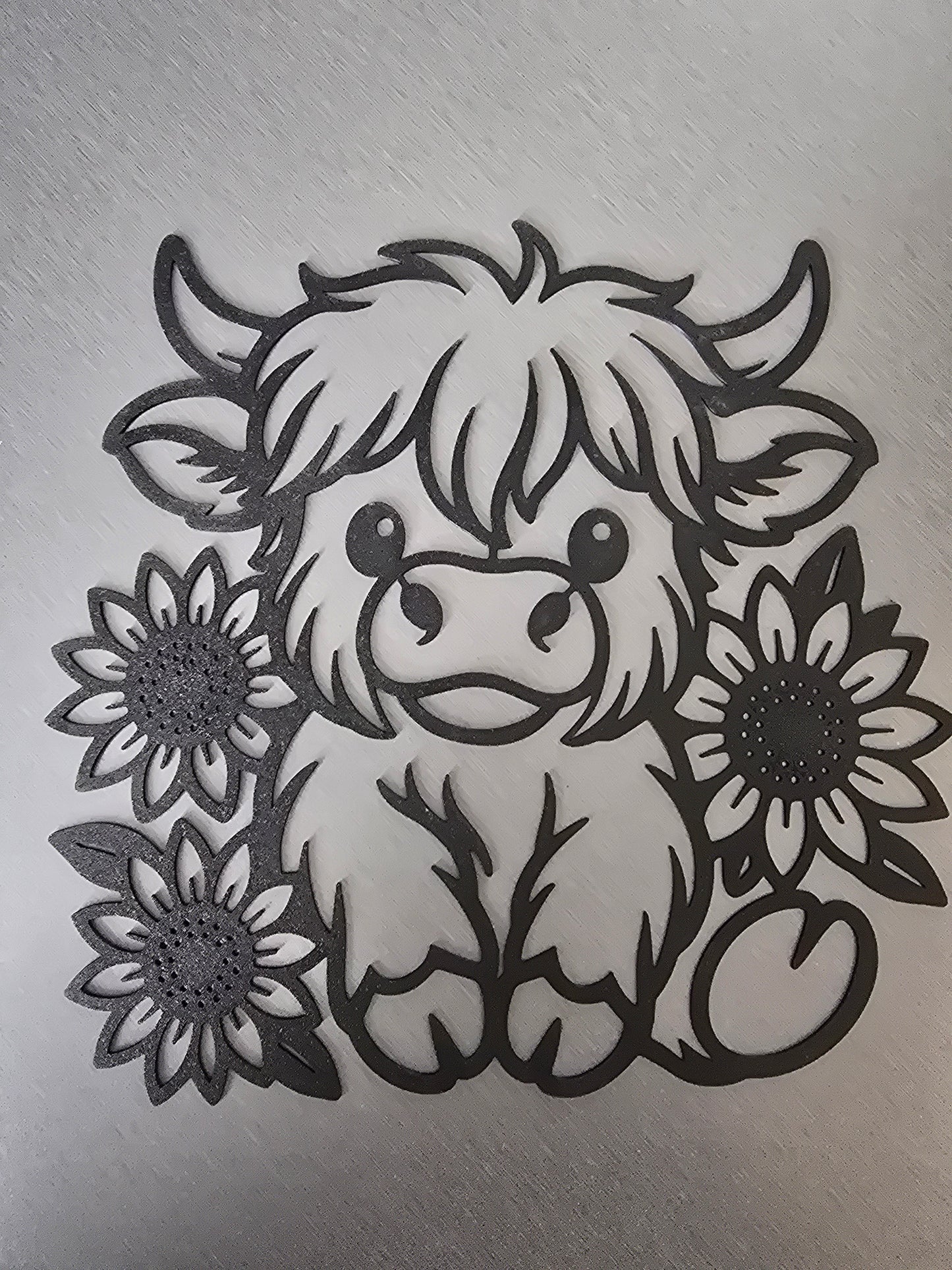 Sunflower highland cow