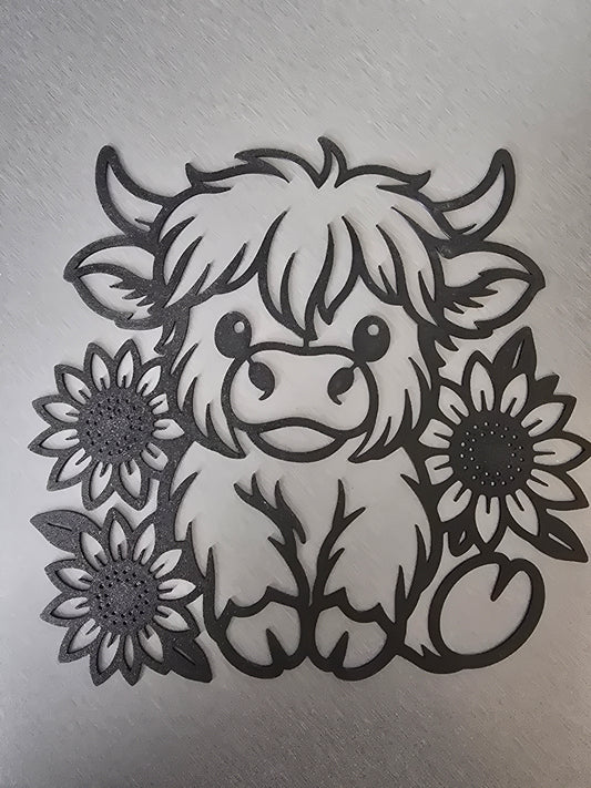 Sunflower highland cow